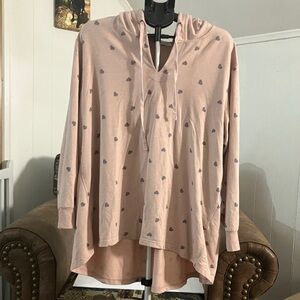 Mauve/pink loose fit sweater with hood